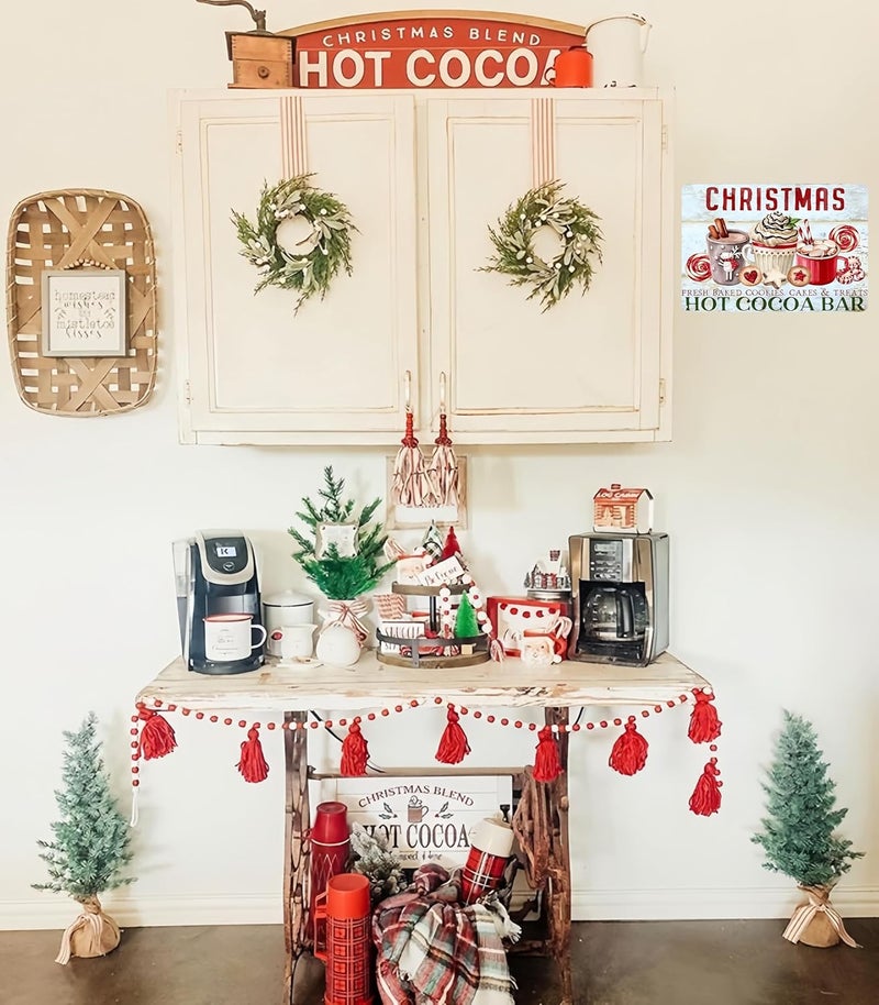 Joyline Vintage Christmas Decor Gifts Rustic Hot Cocoa Bar Fresh Baked Cookies Cakes&Treats Tin Sign for Home Farmhouse Kicthen Cafe Bar Wall Decor 8 x 12 inches (3238) - Image 5